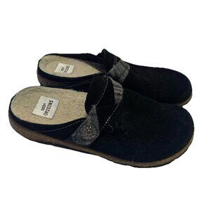 Earth Origins Clogs 7 Shoes Black Suede Leather Sherpa Lined Warm & Cozy